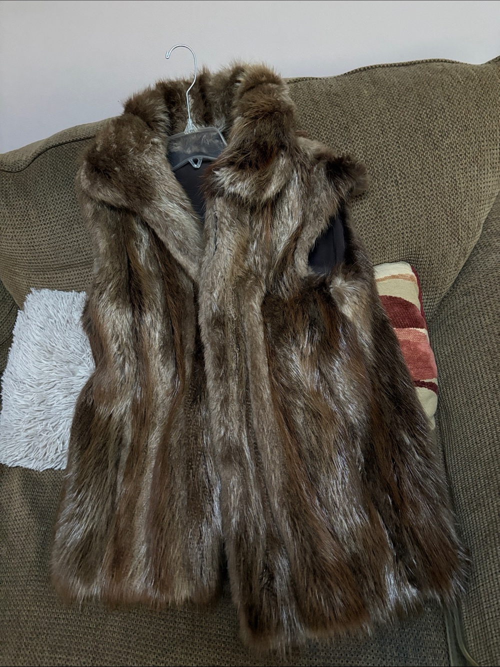 Faux Fur Brown Women's Vest - Sleeveless Coat